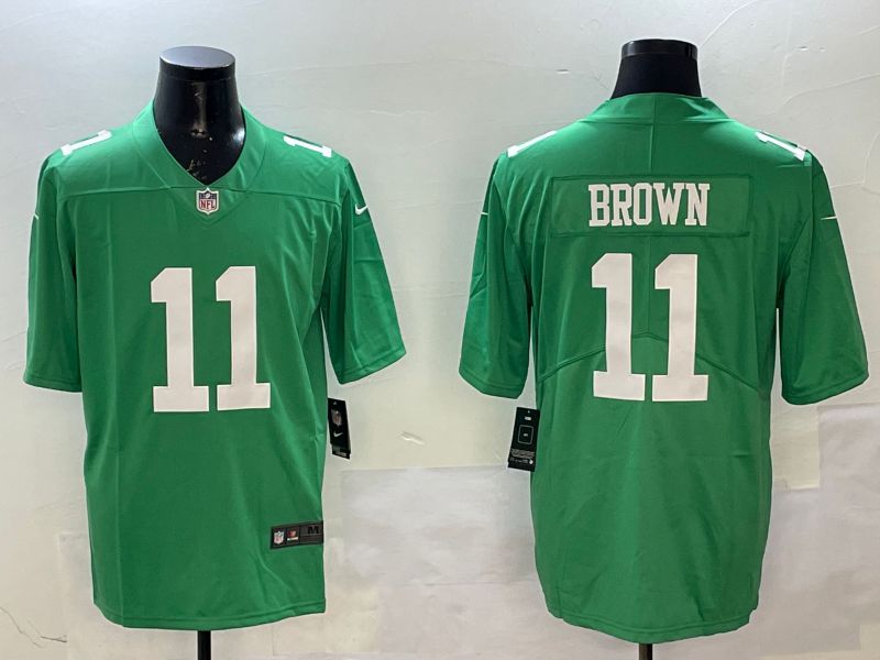 Men Philadelphia Eagles #11 Brown Green 2025 Nike Vapor Limited NFL Jersey style 209